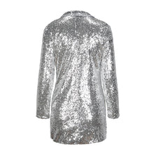 Load image into Gallery viewer, Silver Sequined Coats Turn-down Collar Long Sleeve Outwears Cardigan Jackets - Good Life Shop