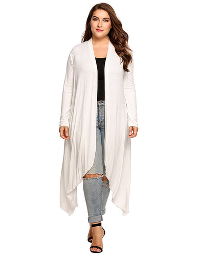 Women Cardigan Jacket Plus Size Autumn Open Front Solid Draped Lady Large Long Large Sweater Big Oversized L-5XL - Good Life Shop