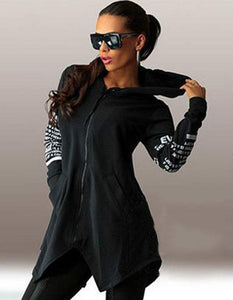 Hoodies sweatshirts letter print pullover harajuku plus size zipper irregular top sportswear - Good Life Shop
