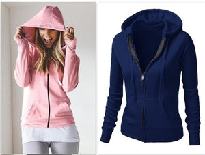 Women's Classic Hoodies Jackets Spring Autumn Zipper Hoody Sweatshirts Jacket Solid Slim Fit Hoodie - Good Life Shop
