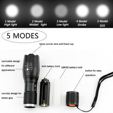 Load image into Gallery viewer, Led Flashlight Ultra Bright Linterna Led Torch T6 Zoomable Bicycle Light Use AAA 18650 Battery Waterproof - Good Life Shop