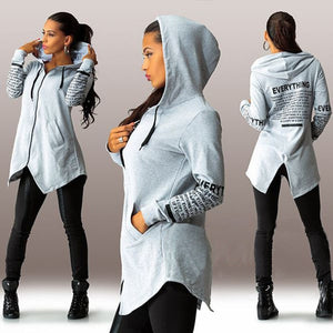 Hoodies sweatshirts letter print pullover harajuku plus size zipper irregular top sportswear - Good Life Shop