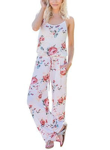women Super Comfy Floral Jumpsuit Fashion Trend Sling Print Loose Piece Trousers - Good Life Shop