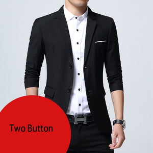 Mens Slim Fit Elegant Blazer Jacket Brand Single Breasted Two Button Party Formal Business Dress Suit - Good Life Shop