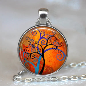 Tree Of Life Glass Cabochon Statement Necklace - Good Life Shop