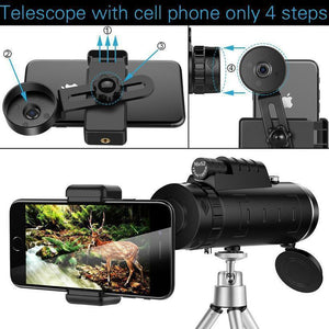 Lens for phone 40X60 Zoom for Smartphone Monocular Telescope Camera with Compass Phone Clip Tripod - Good Life Shop